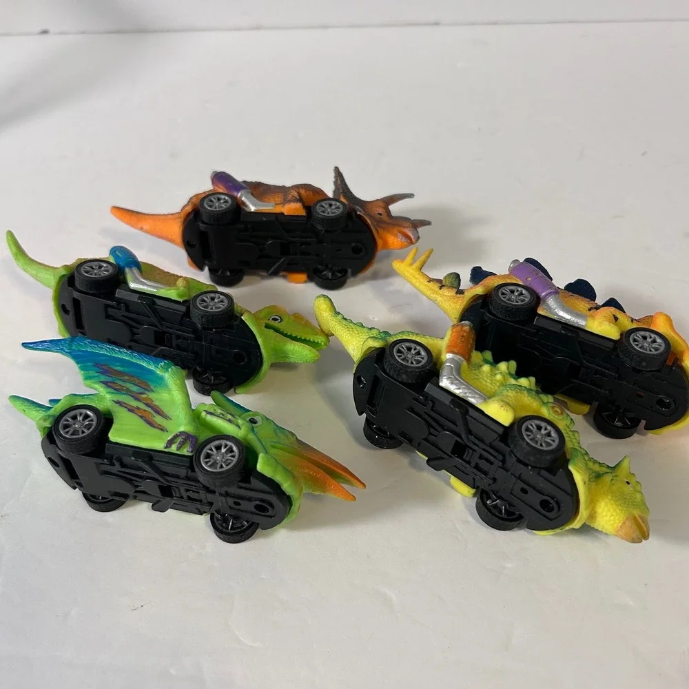 Dinosaur Pull Back Toy Cars Set of 5 Prehistoric Monster Truck Racing Vehicles